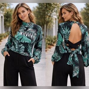 Gracia open back tie blouse boho chic coastal flowy vacation festival spring